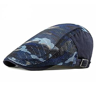 Imagem de Boina Italiana Estilosa Camuflada Masculina e Feminina Primavera Verão Moda Casual (Azul Marinho)