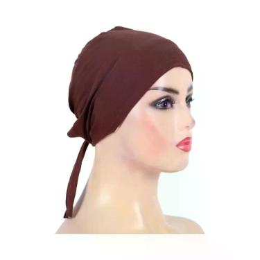 Imagem de Hijab Turbante De Algodão Liso Para Mulheres, Com Amarração Nas Costas