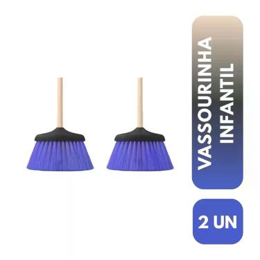 Imagem de Kit Infantil Com 2 Mini Vassourinhas Vassoura Limpeza Infantil Brinque