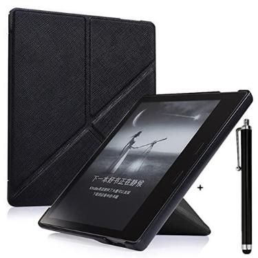 Imagem de CCOO Capa Cross Stripe para Kindle Oasis (10ª geração, versão 2019 e 9ª geração, versão 2017) - Capa fina com suporte dobrável de origami com função automática despertar/hibernar, preta