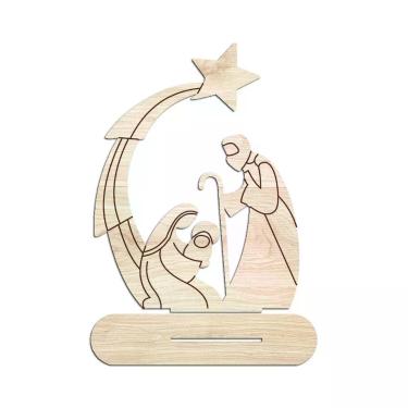 Imagem de Presépio 02 Com Base 19cmx25cm - Cria Arte Laser Madeira Clara