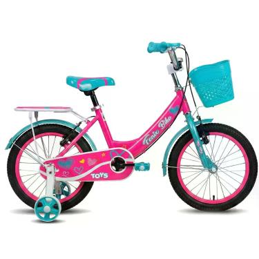 Imagem de Bicicleta Aro 16 Rosa Com Cesta Campainha E Freios V-Brakes Presente P