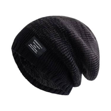 Imagem de Gorro De Inverno Unissex Com Forro De Pelúcia, Boné Tricotado Estilo S