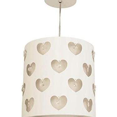 Imagem de Lustre Infantil Pendente Corações Com Cristais Branco 25x25