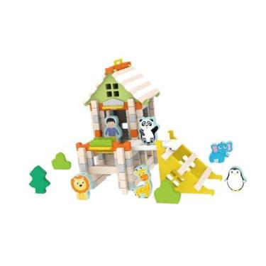 Imagem de YIJU Conjunto de construção de casas de madeira Conjunto de modelos de construção Presente de aniversário Brinquedo educativo criativo para crianças, Jardim Zoológico