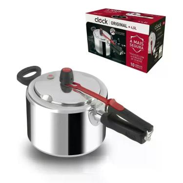 Imagem de Panela De Pressão Clock Original 4,5 Litros Cozinha Alimento Prateado 
