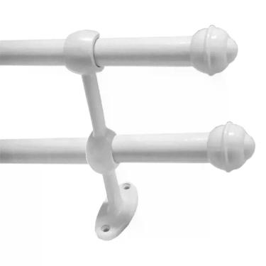 Imagem de Varão de Cortina Duplo Branco 28-19MM X 2M Funcional Elegante com Suportes Ponteiras Kala
