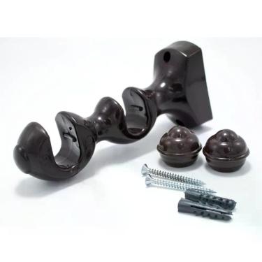Imagem de Suporte para Varão de Cortina Duplo (médio-médio) 19-19mm Plástico com Ponteiras Imbuia Bella Arte