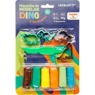 Imagem de Massa para Modelar Criativa Dino 6CORES + 5 Pecas - Leonora