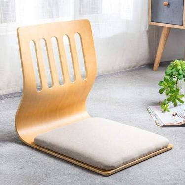 Imagem de Cadeira De Jogo De Sala De Tatame, Cadeira De Chão Sem Pernas De Japes, Cadeira De Meditação De Madeira Para Tatame, Cadeira De Lounge Com Janela De Baía, Cadeira De Encosto, Cadeir, D