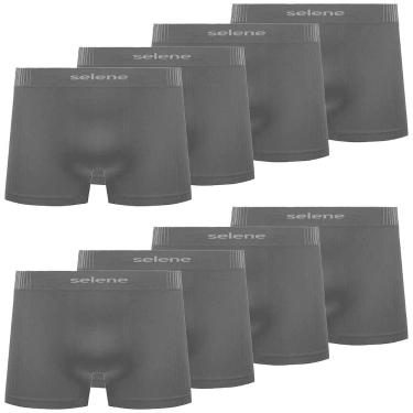 Imagem de Kit 8 Cueca Infantil Microfibra Selene Sem costura Boxer - PRETO - G, 
