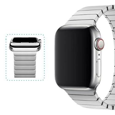 Imagem de Pulseira Metal Elo Prata LTimports compativel com Apple Watch 46mm Series 10, 45mm Series 9/8/7, 44mm Series 6/5/4/SE, 42mm Series 1/2/3, Apple Watch Ultra e Ultra 2 49mm