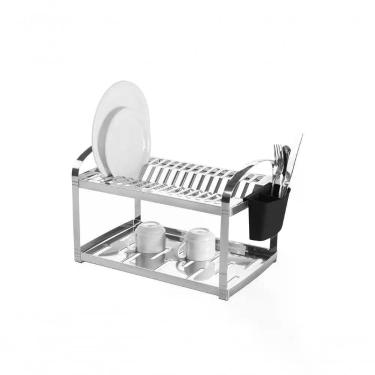 Imagem de Escorredor De Louças 16 Pratos 2 Andares Inox - BRINOX, Inox e Preto