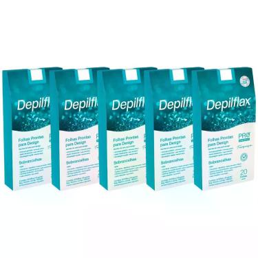Imagem de Kit 5 Folhas Prontas Design Sobrancelha Depilflax Pro Designer Turques