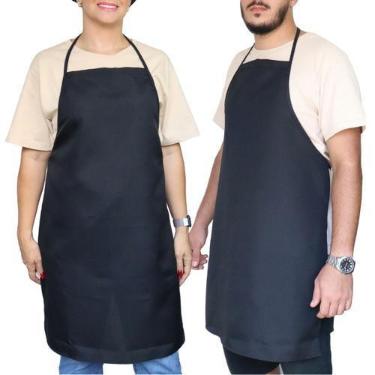 Imagem de Avental Cozinha Buffet Oxford Liso Preto Padaria Lanchonete Garçom Coz