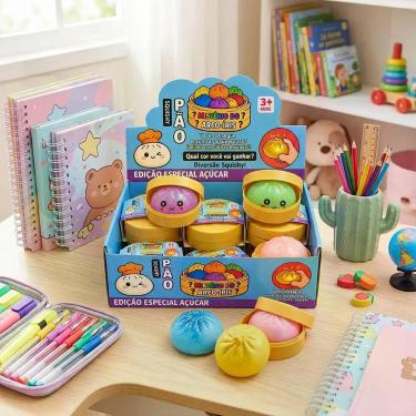 Imagem de Kit 3 Super Brinquedo Sensorial Squishy Dumpling Cestinha Fofo - Premi
