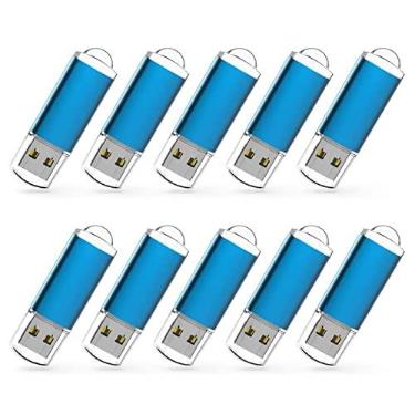 Imagem de RAOYI Pen Drive USB 2.0 Pacote com 10 unidades 2G 2GB USB Flash Drive USB 2.0 Pen Drive Azul