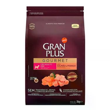 Imagem de Ração Gran Plus Gourmet Cães Adultos Raças Mini Salmão e Frango - 3kg 