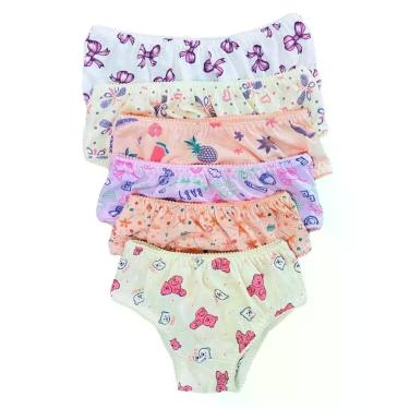 Imagem de Calcinha infantil kit 10 un 100% Algodão 1 a 7 anos MENINA kit calcinh