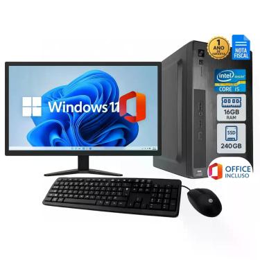 Imagem de Computador Completo Core i5 16GB RAM SSD 240GB Monitor Teclado Mouse W
