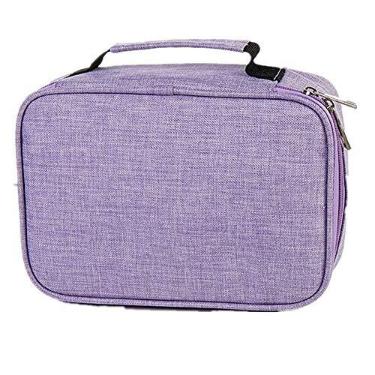 Imagem de heave Estojo grande de grande capacidade, estojo para lápis de cor com zíper e 72 furos para meninos e meninas, organizador de papelaria, escritório, escola, roxo