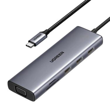 Imagem de HUB USB-C - 10 em 1 - HDMI 4K - VGA - RJ45 - SD/TF - PD 100W - Cinza - Ugreen CM498