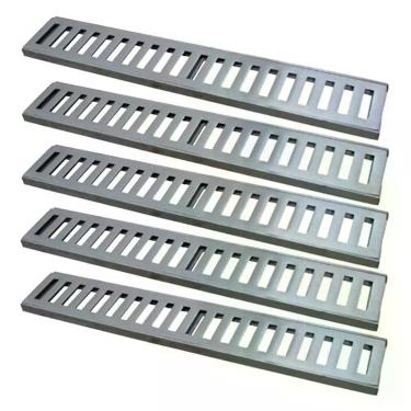 Imagem de Kit Ralo Grelha Linear 7007X5GDA Captação Águas Pluviais Alumínio Fundido Polido GDA Industria e Distribuidora