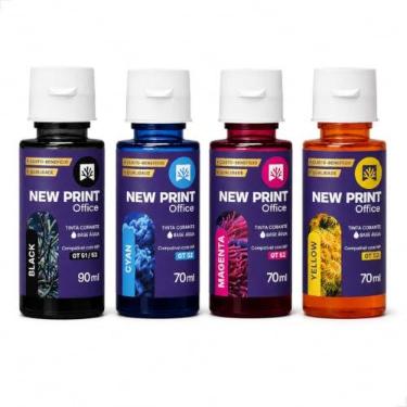 Imagem de Kit 4 Refil Tinta New Print Para Hp Smart Tank 517 532 617 674 581
