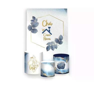 Imagem de Painel De Festa Vertical 1,50 x 2,20 + Trio De Capas Cilindro - Chá de
