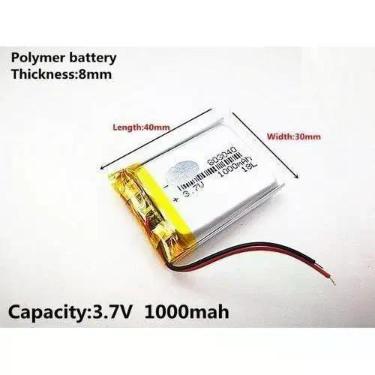 Imagem de 2 Pcs 8030401000 Com 2 Fios 1000mah 8mm X 30mm 40mm - bgb