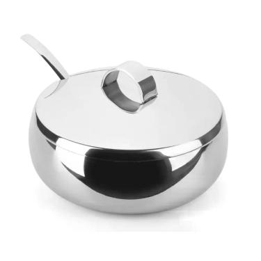 Imagem de Farinheira 600g De Aço Inox Com Colher Açucareiro Mesa Multiuso Queijo