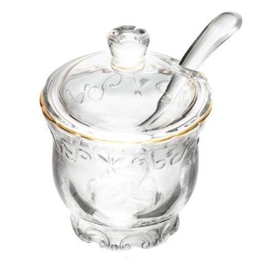 Imagem de Açucareiro com Colher e Fio de Ouro Serena 180ml Cristal - - Wolff