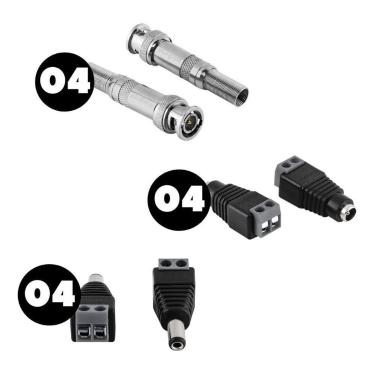 Imagem de Kit Com 12 Conectores Bnc E P4 Conex 1000 Intelbras