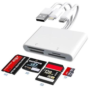 Imagem de Adaptador Memory Stick Pro Duo – Leitor de cartão XD Picture para iPhone/USB C/A, 4 em 1 SD/TF/MS/XD, adaptador de leitor de cartão Sony Cybershot, compatível com iPhone 17/16/15/14/13/12/11/Pad/PC