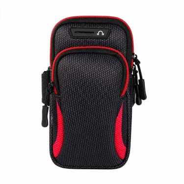 Imagem de Suporte Porta Celular Braçadeira Corrida Caminhada Esportiva Cor:Verme