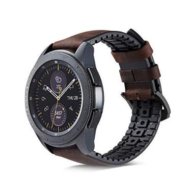 Imagem de Pulseira 22mm Couro Híbrida compatível com Samsung Galaxy Watch 3 45mm - Galaxy Watch 46mm - Gear S3 Frontier - Amazfit GTR 47mm - Amazfit GTR 2 e 3 PRO - Marca LTIMPORTS (Marrom Café)