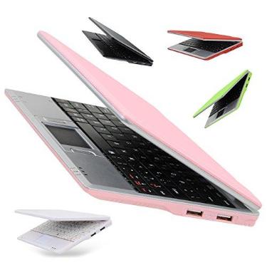 Imagem de Goldengulf Mini computador portátil de 17 polegadas, laptop, PC, Netbook para crianças, Android 12, Quad Core, 32 GB, WiFi, câmera integrada, Netflix, YouTube, Flash Player (rosa)