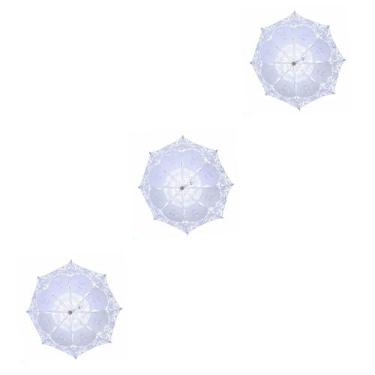 Imagem de TENDYCOCO 3 peças Guarda-chuva de menina flor guarda-chuva unbrella adereços fotografia adereços de renda guarda-sol guarda-chuva decoração de renda guarda-sol guarda-chuva de noiva branco de madeira