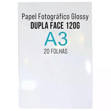 Imagem de Papel Foto Dupla Face A3 120g Glossy Fotográfico Branco Brilhante com 