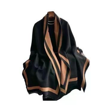 Imagem de Cachecol Feminino Quente De Caxemira Liso, Xale De Moda, Pashmina De I