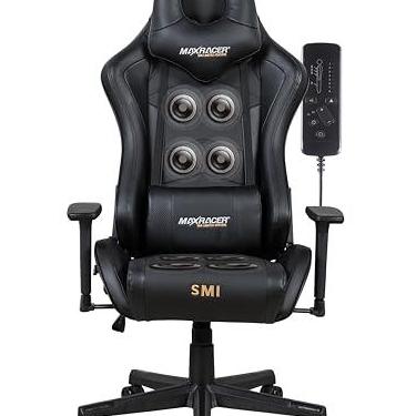 Imagem de MAX RACER - Poltrona Massageadora Home Office Tactical-SMI - Cadeira Ergonômica, Cadeira de Escritório - 8 Pontos de Massagem, Braços 3D, Inclinação 180°, Suporta 150kg, Tecido Sintético P.U - Preta