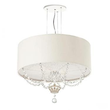 Imagem de Lustre Pendente Infantil Coroa Cúpula Branco 50X15 3E27