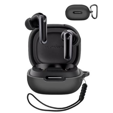 Imagem de Generic Capa para Anker Soundcore P40i, acessórios protetores de silicone com chaveiro para mulheres e homens para capa de carregamento Anker Soundcore P40i, LED frontal visível, 【Preto】