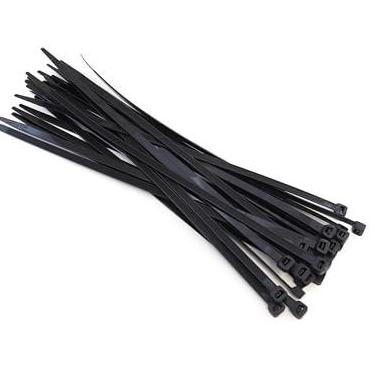 Imagem de Embalagem com 25 unidades de 16 polegadas, cabo de zíper de 45 kg, alça de amarrar para baixo, arame UV, preto de nylon