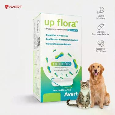Imagem de Up Flora Mini Avert Suplemento Cães Gatos 8 Cápsulas