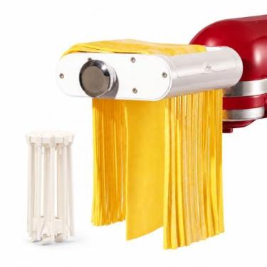 Imagem de ANTREE O acessório 3-1 para máquina de macarrão KitchenAid inclui acessório de rolo de folha de macarrão, cortador de espaguete e cortador de fettuccine, fácil de usar e limpar com escorredor de massa