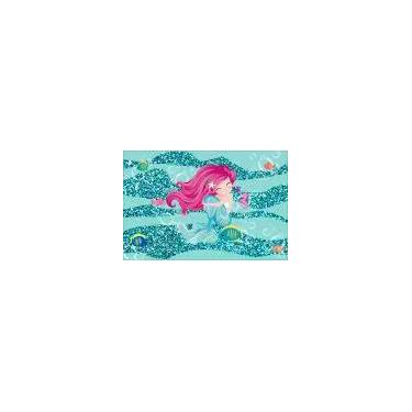 Imagem de Painel de Lona Sereia Amiga dos Peixes Fundo do Mar Bolhas - Fabrika d