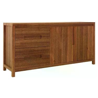 Imagem de Buffet Balcão 1553N 2 Portas 2 Prateleiras Madeira Maciça com Dobradiças Amortecidas Rustico Escuro Milani Movelaria