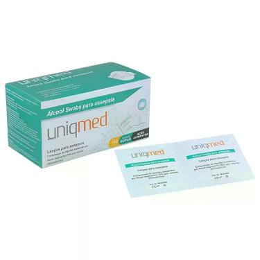 Imagem de Álcool Swabs Uniqmed para Assepsia em Sachê 30X60mm - 100 unidades