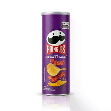Imagem de Batata Pringles Cheddar e Bacon 105g Snack Crocante em Lata, Cheddar e